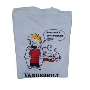 Vintage Single Stitch Calvin & Hobbes  T-shirt Alcohol Parody Funny Cartoon # 1